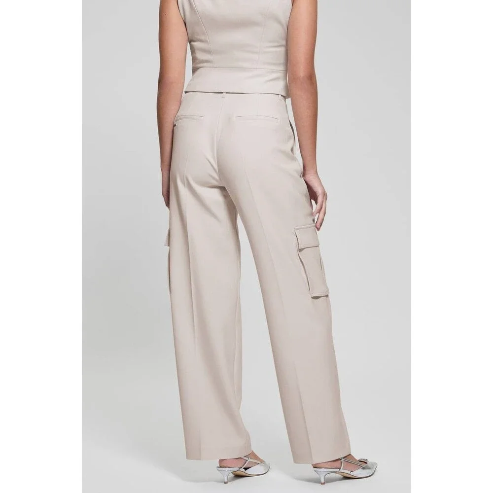 Guess Eco Matea Perfect Cargo Pants Ivory M NWOT $148